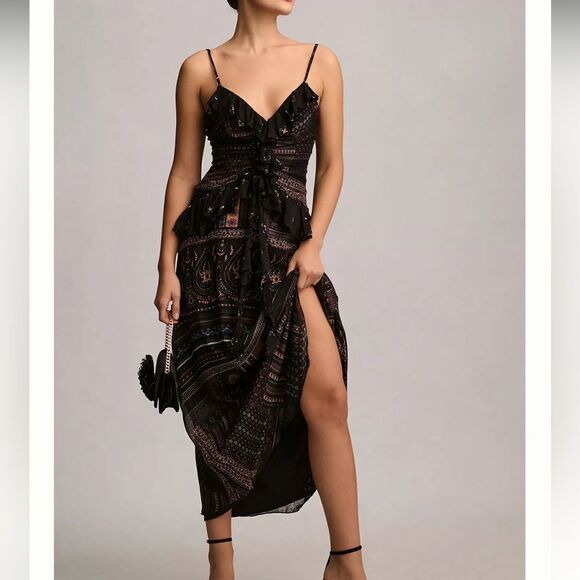 Anthropologie Dresses & Skirts - Anthropologie Let Me Be Chiffon Printed V-Neck MIDI Dress NWOT